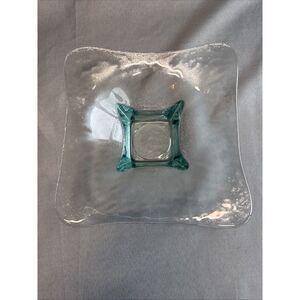 RECYCLED GLASS TRAY/BOWL,‎ Candle Holder Bowl Teal 7.5" Square 2.5 Height